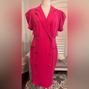New York and Company Hot Pink Double-Breasted Blazer Dress